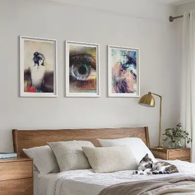 Wanddecoratieset schilderijen abstract portret van een vrouw met emoties