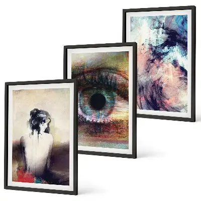 Wanddecoratieset schilderijen abstract portret van een vrouw met emoties