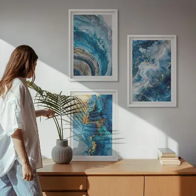 Fotowand met blauwe abstracte patronen