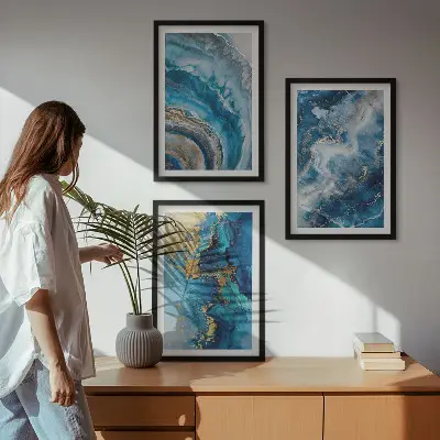 Fotowand met blauwe abstracte patronen