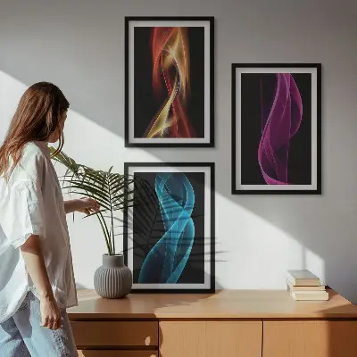 Fotowand neonlijnen op een donkere achtergrond