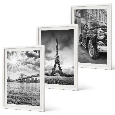 Wanddecoratie set schilderijen Widoki miasta mosty wieża Eiffla