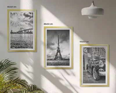 Wanddecoratie set schilderijen met stadsgezichten van bruggen en de Eiffeltoren