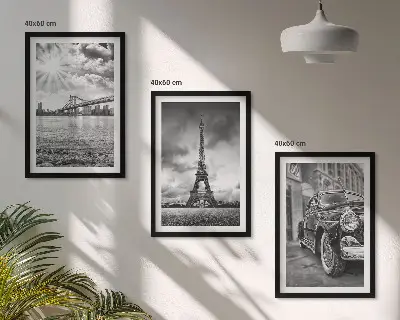 Wanddecoratie set schilderijen met stadsgezichten van bruggen en de Eiffeltoren