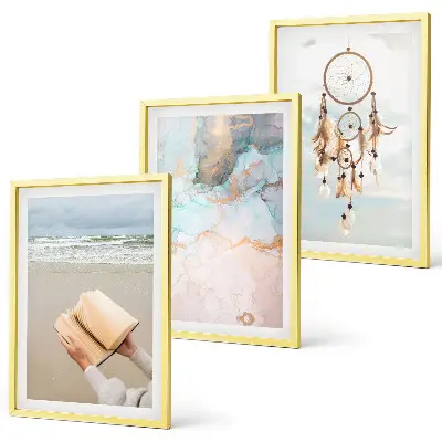 Fotowand abstracte print met zee en boeken in boho stijl