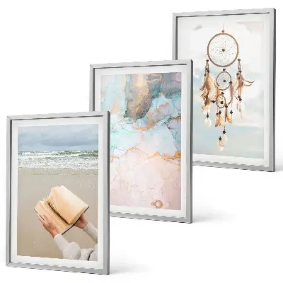 Fotowand abstracte print met zee en boeken in boho stijl