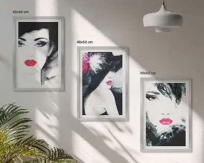 Wanddecoratieset schilderijen portretten van vrouwen met lippen