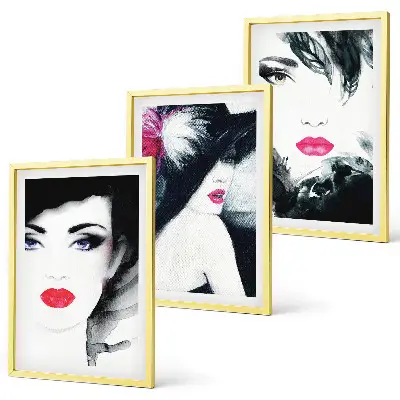 Wanddecoratieset schilderijen portretten van vrouwen met lippen