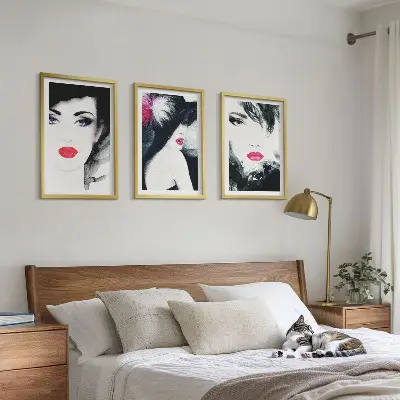Wanddecoratieset schilderijen portretten van vrouwen met lippen