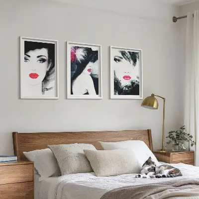 Wanddecoratieset schilderijen portretten van vrouwen met lippen