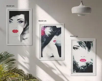 Wanddecoratieset schilderijen portretten van vrouwen met lippen