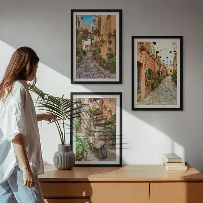 Fotowand met sfeervolle Italiaanse bloemenstraat