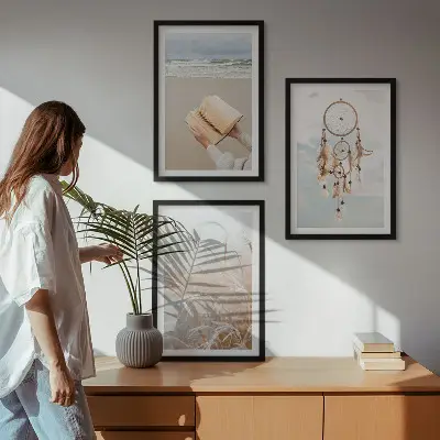 Wanddecoratieset schilderijen rustgevende zomerse landschappen in boho stijl