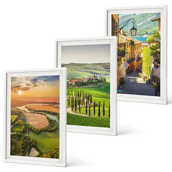 Wanddecoratieset met schilderijen met Italiaanse landschappen van rivieren en straten