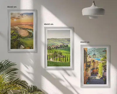 Wanddecoratieset met schilderijen met Italiaanse landschappen van rivieren en straten