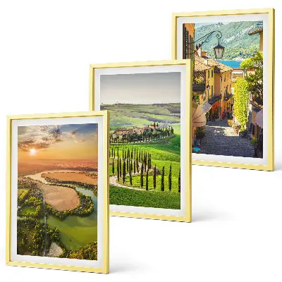 Wanddecoratieset met schilderijen met Italiaanse landschappen van rivieren en straten