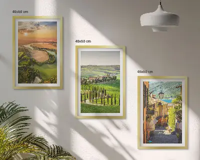 Wanddecoratieset met schilderijen met Italiaanse landschappen van rivieren en straten