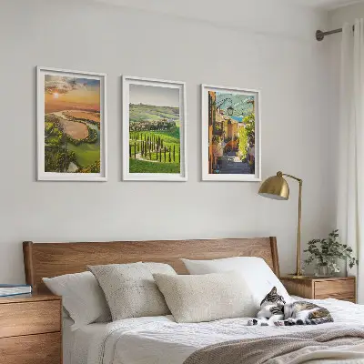 Wanddecoratieset met schilderijen met Italiaanse landschappen van rivieren en straten