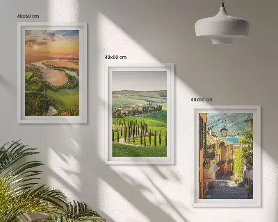 Wanddecoratieset met schilderijen met Italiaanse landschappen van rivieren en straten