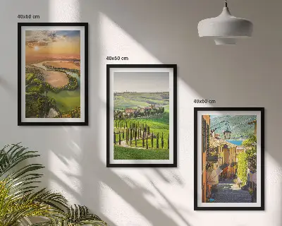Wanddecoratieset met schilderijen met Italiaanse landschappen van rivieren en straten
