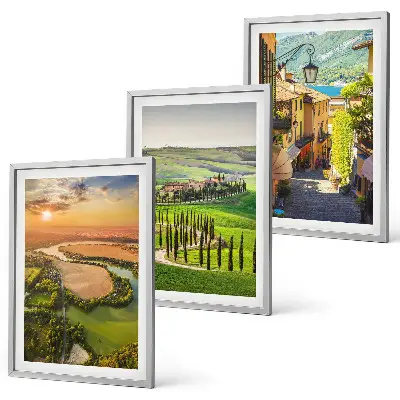 Wanddecoratieset met schilderijen met Italiaanse landschappen van rivieren en straten