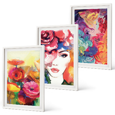 Wanddecoratie set schilderijen Kwiaty intensywne portret kobiety