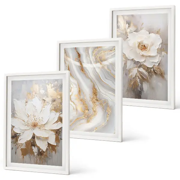 Fotowand met abstracte bloemen en marmer