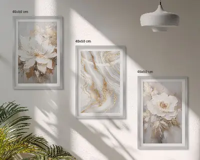 Fotowand met abstracte bloemen en marmer