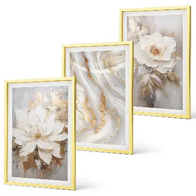 Fotowand met abstracte bloemen en marmer