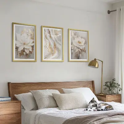 Fotowand met abstracte bloemen en marmer