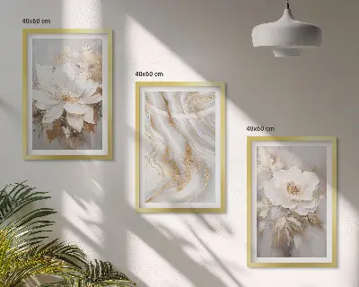 Fotowand met abstracte bloemen en marmer