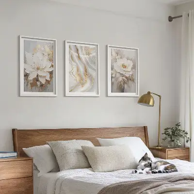 Fotowand met abstracte bloemen en marmer