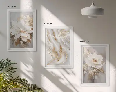 Fotowand met abstracte bloemen en marmer