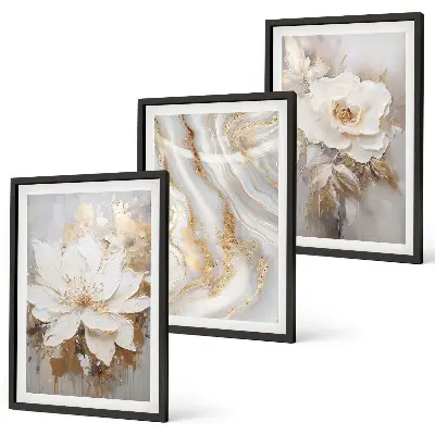 Fotowand met abstracte bloemen en marmer