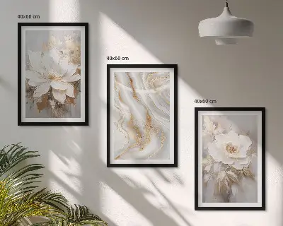 Fotowand met abstracte bloemen en marmer