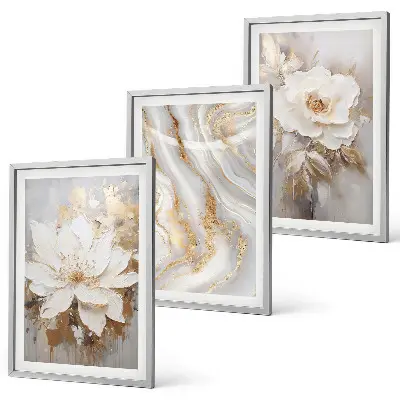 Fotowand met abstracte bloemen en marmer