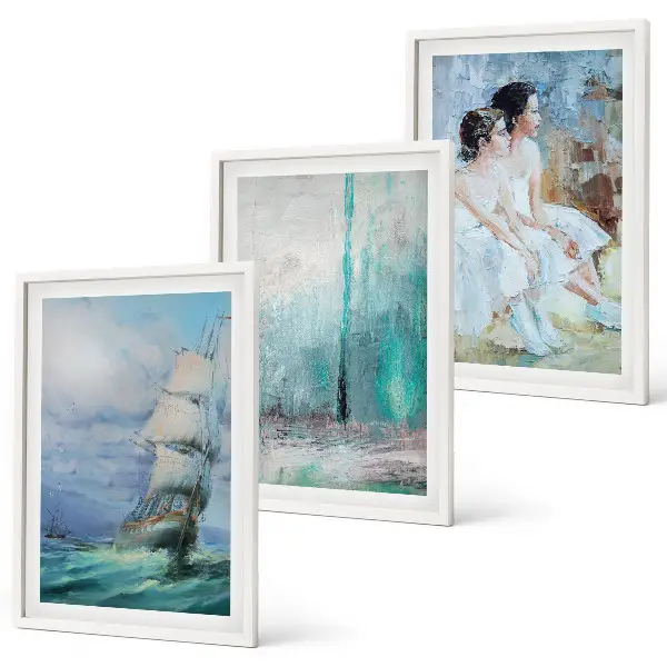 Wanddecoratieset schilderijen abstracte danseressen op zee