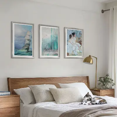 Wanddecoratieset schilderijen abstracte danseressen op zee