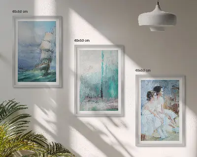 Wanddecoratieset schilderijen abstracte danseressen op zee