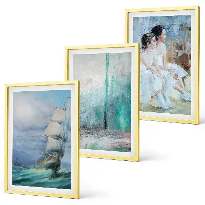 Wanddecoratieset schilderijen abstracte danseressen op zee