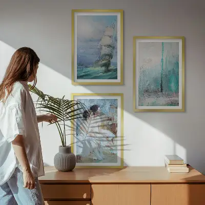 Wanddecoratieset schilderijen abstracte danseressen op zee