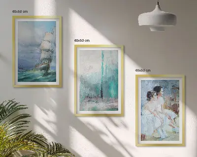 Wanddecoratieset schilderijen abstracte danseressen op zee