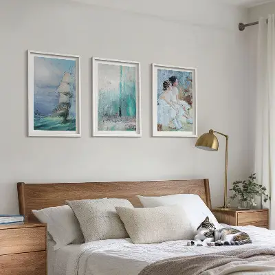 Wanddecoratieset schilderijen abstracte danseressen op zee
