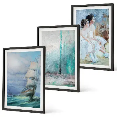 Wanddecoratieset schilderijen abstracte danseressen op zee