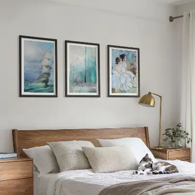 Wanddecoratieset schilderijen abstracte danseressen op zee
