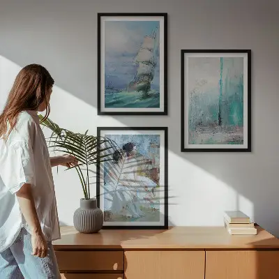Wanddecoratieset schilderijen abstracte danseressen op zee