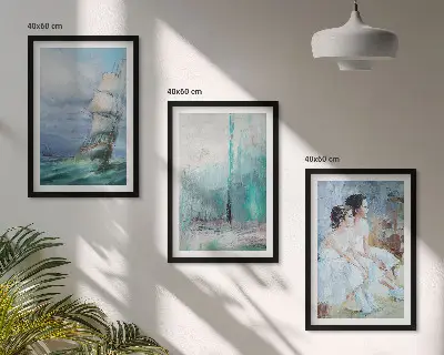 Wanddecoratieset schilderijen abstracte danseressen op zee