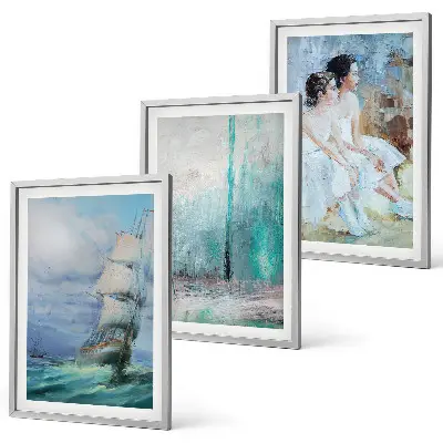 Wanddecoratieset schilderijen abstracte danseressen op zee