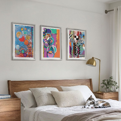 Wanddecoratie set schilderijen Kolorowe abstrakcje okręgi geometria