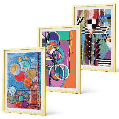Wanddecoratie set schilderijen Kolorowe abstrakcje okręgi geometria